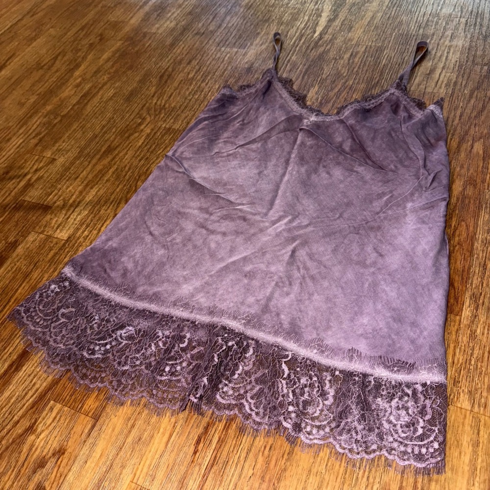 Y2K Blouse Cami Purple Lace Trim Slip Made in Italy Fairy Grunge Top Dollette - Picture 3 of 9
